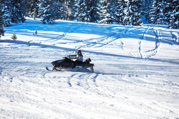 istock Driving snowmobile in Colorado, USA 1201973185