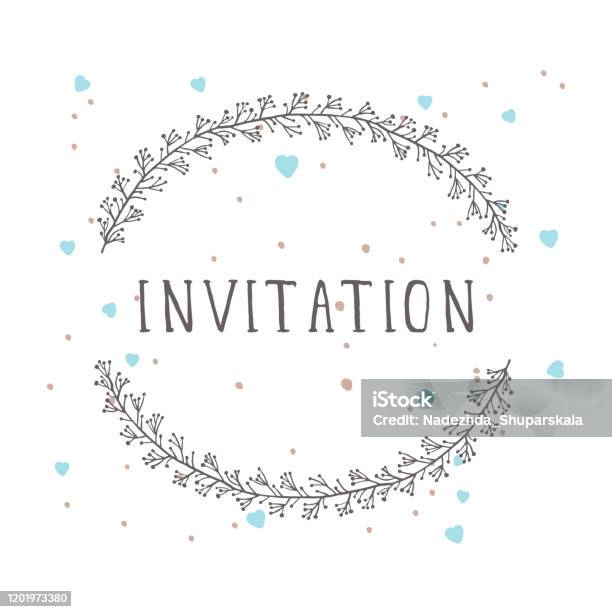Invitition Shape Text Shape Vector Hand Drawn Illustration Of Text Invitation Stock Illustration ...