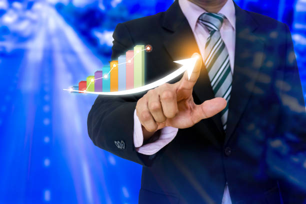 istock Business pointing arrow development pointing graph corporate to success and growing plan concept 1201975799