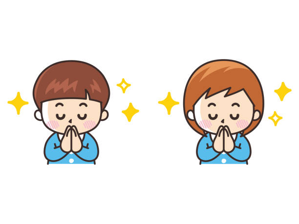 ilustrações de stock, clip art, desenhos animados e ícones de children to join hands - praying girl