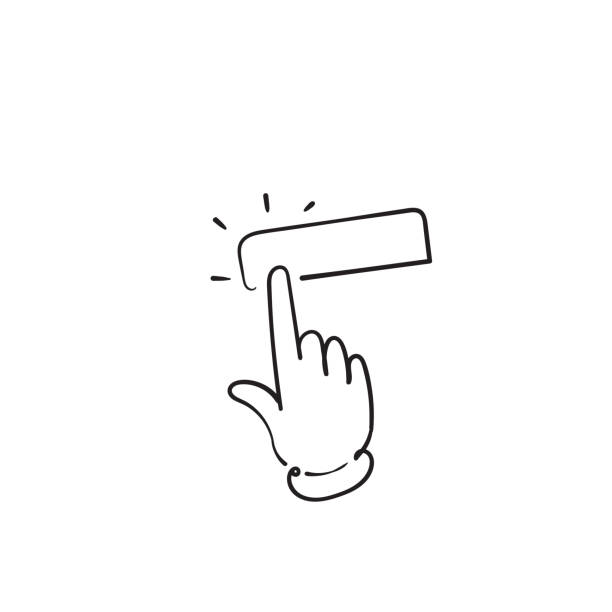 illustrations, cliparts, dessins animés et icônes de illustration d'icône de main de pointage de main de main de main de main avec le vecteur de modèle de dessin animé de griffonnage isol�é - buy push button interface icons computer mouse