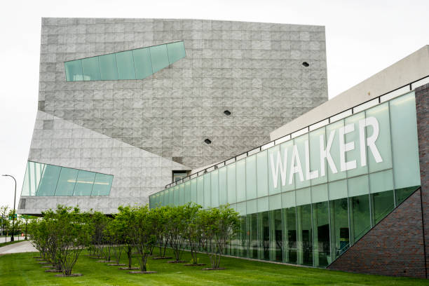 Minneapolis, Minnesota - June 11, 2018: Exterior of the Walker Art Center, a modern art museum that draws tourists  downtown, USA