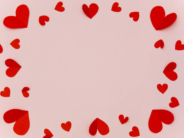 istock Frame of red heart on pink backgrond with copyspace for valentine greeting card 1201993982