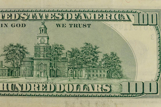 Macro shot of one hundred dollars bill