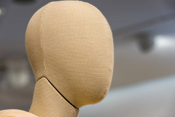Head of a white mannequin at store background mannequin head