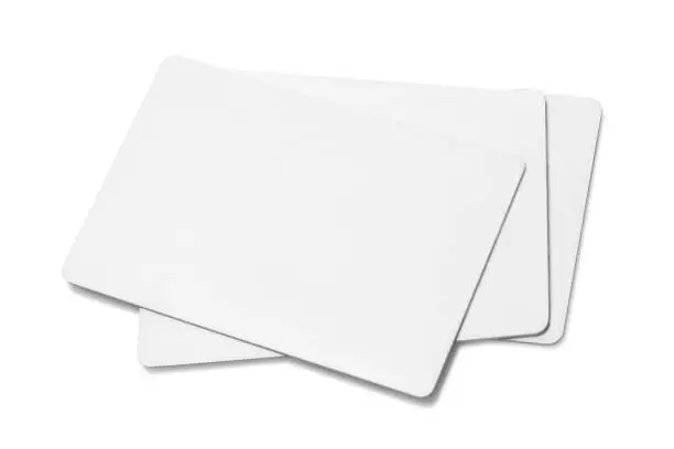Close-up of blank cards, tickets or flyers, isolated on white