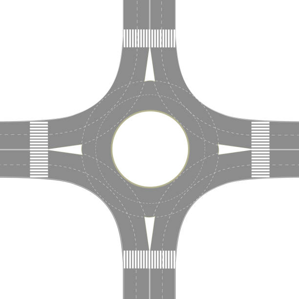 흰색 배경 위에 원형 교차로 도로 접합 - traffic roundabout stock illustrations