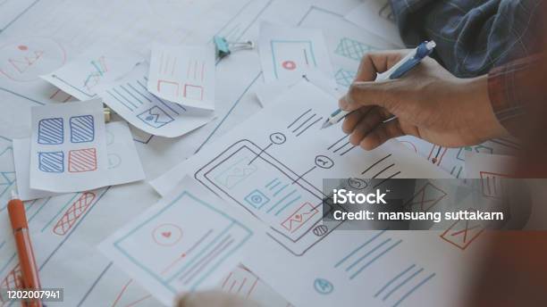 Application Process Photographs Designers Man Drawing Graphic Designer Creative Sketch Planning ...