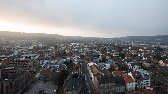 cityscape at evening from loerrach in southern germany.