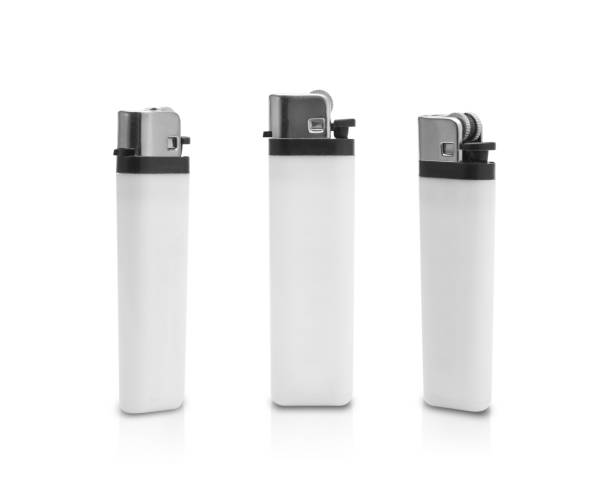istock Set of White plastic gas lighter mockup template for your design 1202009688