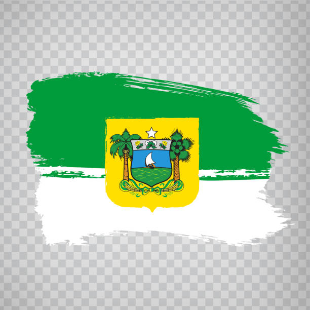 리오 그란데의 국기는 브러시 스트로크에서 노르테를 수행합니다. 브라질 연방 공화국. 플래그 리오 그란데 는 웹 사이트 디자인, 로고, 응용 프로그램, ui에 대한 투명 배경에 브라질의 노르테 � - natal stock illustrations