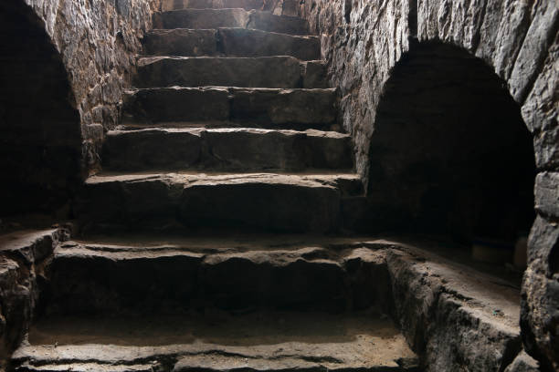 istock Stone stairs in the old fortress. Stone steps. 1202010879