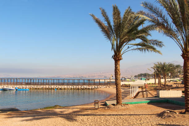 istock Empty beach on the coast of Red Sea in Jordan 1202013166