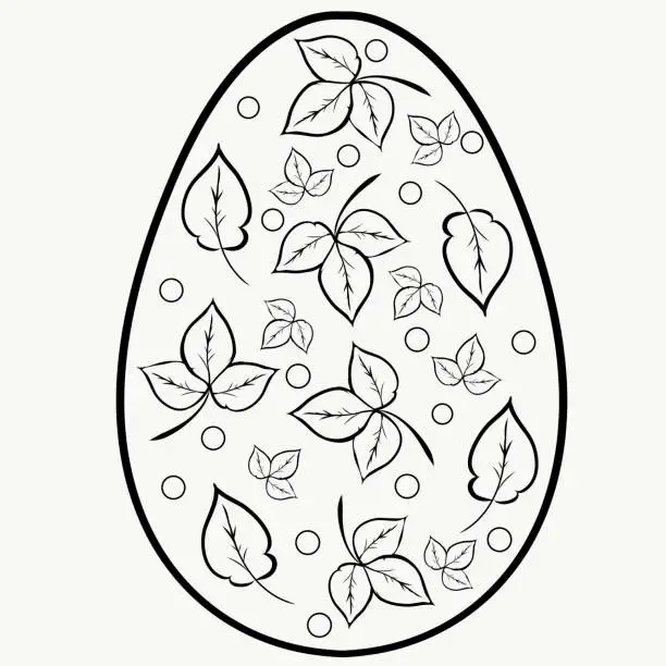 Vector illustration of Graphic drawing. Painted Easter Egg.