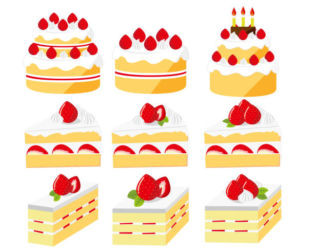 bildbanksillustrationer, clip art samt tecknat material och ikoner med cake vektor illustration . godis, desserter. shortcake - strawberry cake