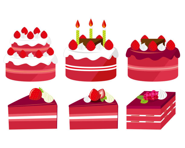 Cake vector illustration . Sweets, desserts　.  berry cake Cake vector illustration . Sweets, desserts　.  berry cake cream cake stock illustrations