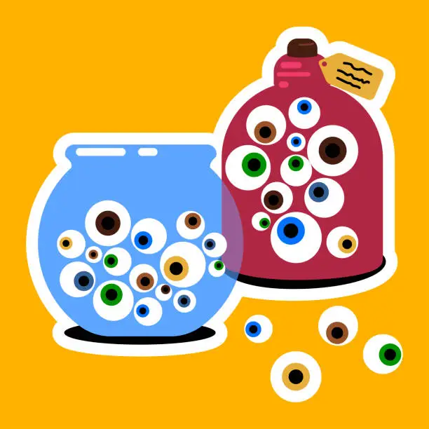 Vector illustration of eyeball jar stickers