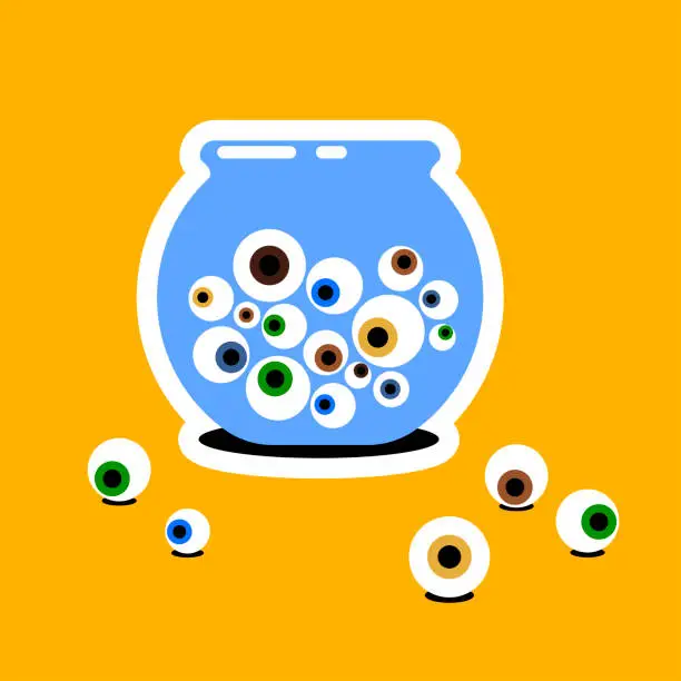 Vector illustration of jar with colorful eyes
