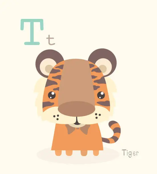 Vector illustration of Cute Animal Alphabet Series A-Z for kids education.