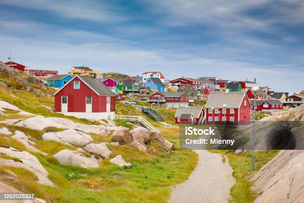 Greenland Ilulissat Colorful Town Cityscape View Stock Photo - Download Image Now - Nuuk City, Ilulissat, Summer
