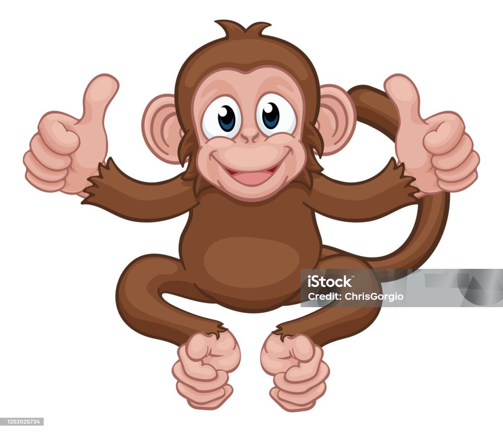 Monkey Cartoon Animal Giving Double Thumbs Up Stock Illustration ...