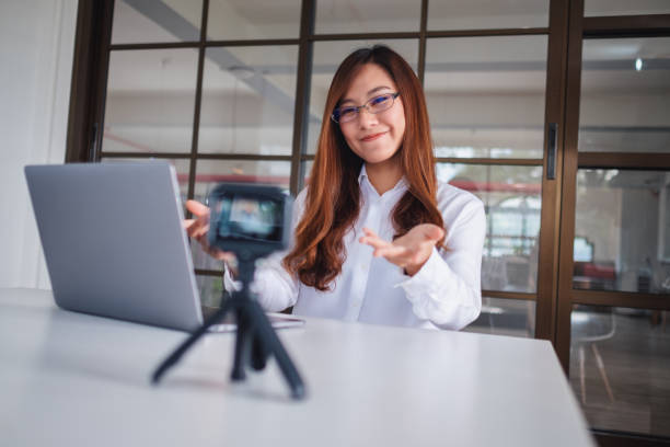 istock woman blogger or vlogger recording a video 1202029600