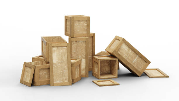 istock Some opened wood transport box with different size put in a jumble on the floor 1202033539