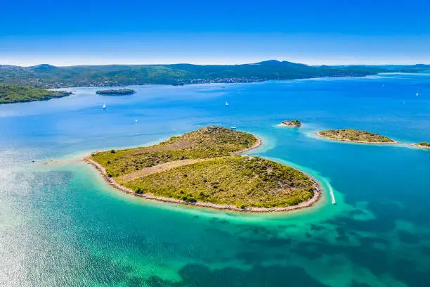 Photo of Heart shaped island of Galesnjak near Zadar in Dalmatia on Croatian Adriatic sea