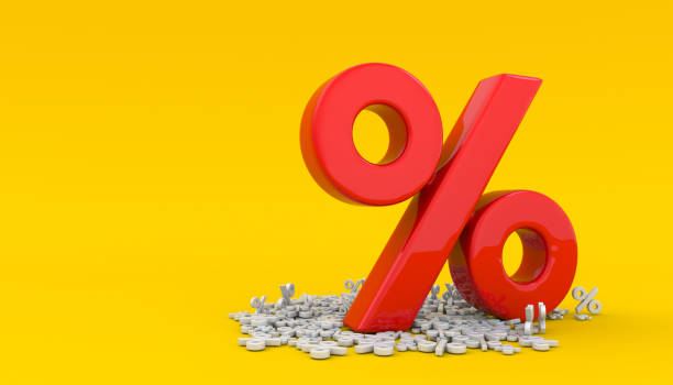istock Seasonal sales yellow background with percent discount pattern. 3D 1202036263