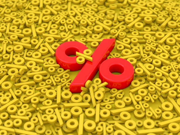 istock Seasonal sales yellow background with percent discount pattern. 3D 1202036268