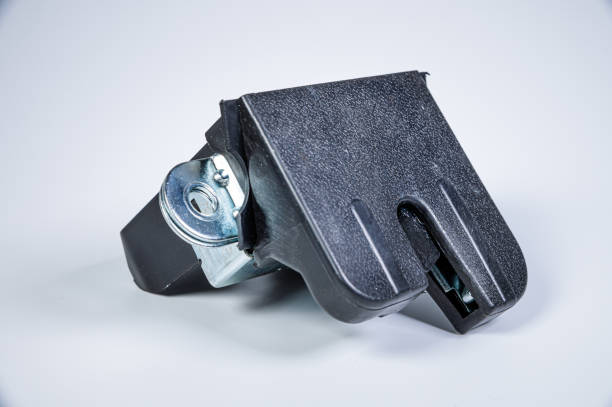 istock New tailgate lock with electric drive and plastic protection on a gray background 1202036772