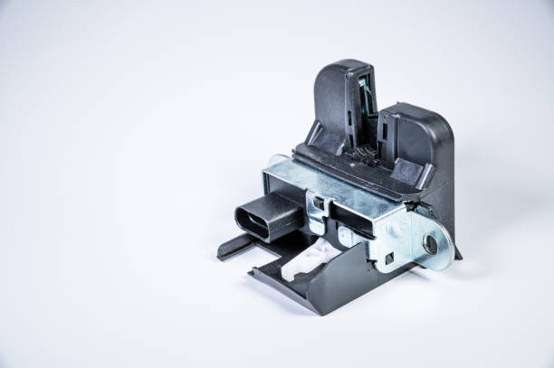 istock New tailgate lock with electric drive and plastic protection on a gray background 1202037512