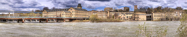 High dynamic range panorama of an old paper mills by  the Fox river in Appleton Wisconsin