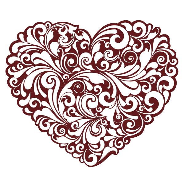 dekorative verzierte vektor herz-symbol-karte - ornate swirl heart shape beautiful stock-grafiken, -clipart, -cartoons und -symbole