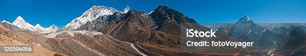 Mt Everest Base Camp Trail Khumbu Glacier Mega Panorama Nepal Stock Photo - Download Image Now