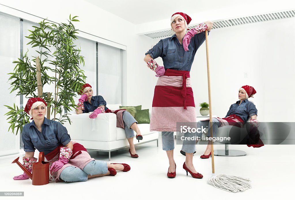 Woman cleaning Cloning Stock Photo
