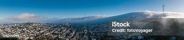 San Francisco Fog Twin Peaks Mission District Homes Panorama California Stock Photo - Download Image Now