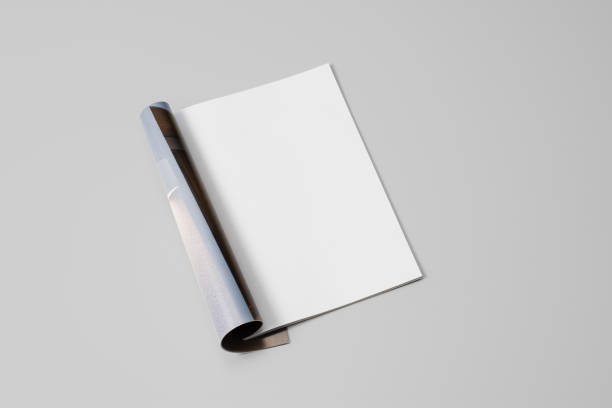 istock Mock-up magazine, newspaper or catalog on gray background. Blank page 1202042434