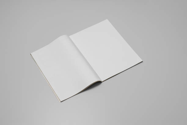 istock Mock-up magazine, newspaper or catalog on gray background. Blank page 1202042485