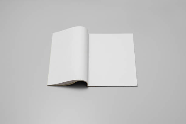 istock Mock-up magazine, newspaper or catalog on gray background. Blank page 1202042503