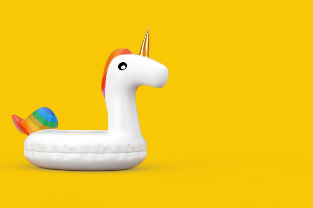 istock Funny Inflatable Unicorn Ring for Summer Pool. 3d Rendering 1202043391