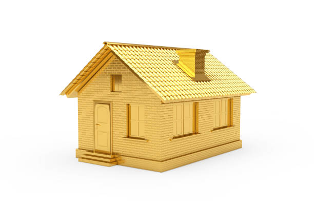 istock Real Estate Concept. Golden House. 3d Rendering 1202043477