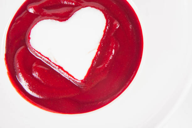istock Beetroot cream soup decorated with a heart 1202043571