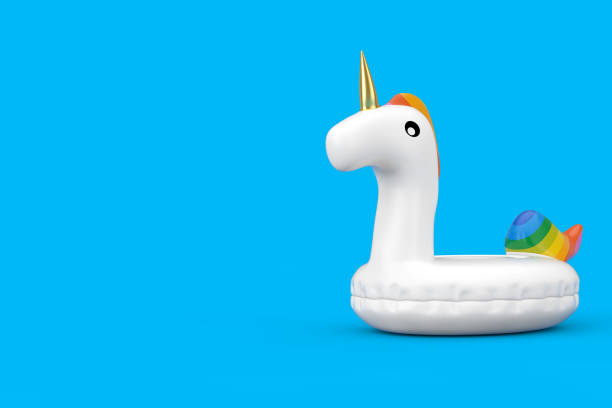 istock Funny Inflatable Unicorn Ring for Summer Pool. 3d Rendering 1202043648