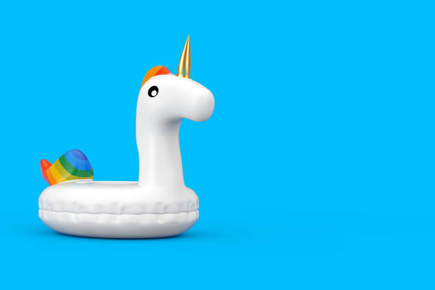istock Funny Inflatable Unicorn Ring for Summer Pool. 3d Rendering 1202043702