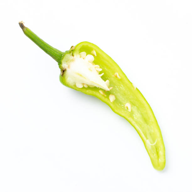 istock sliced cut green hot chili pepper isolated on white background 1202047705