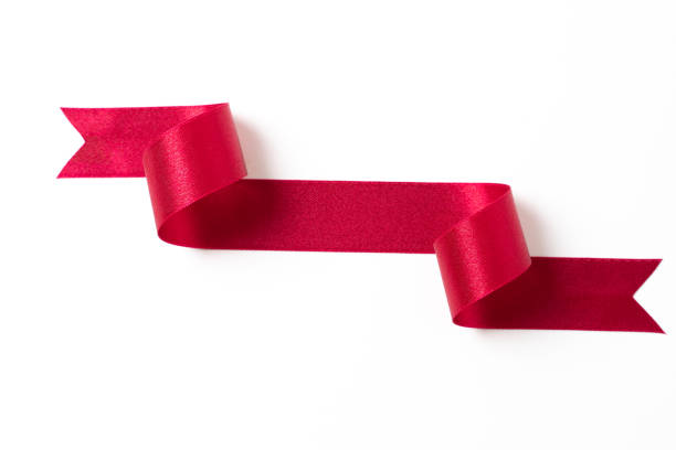 istock Red banners ribbons label on white background 1202047729