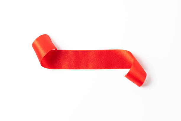 istock Red banners ribbons label on white background 1202047784