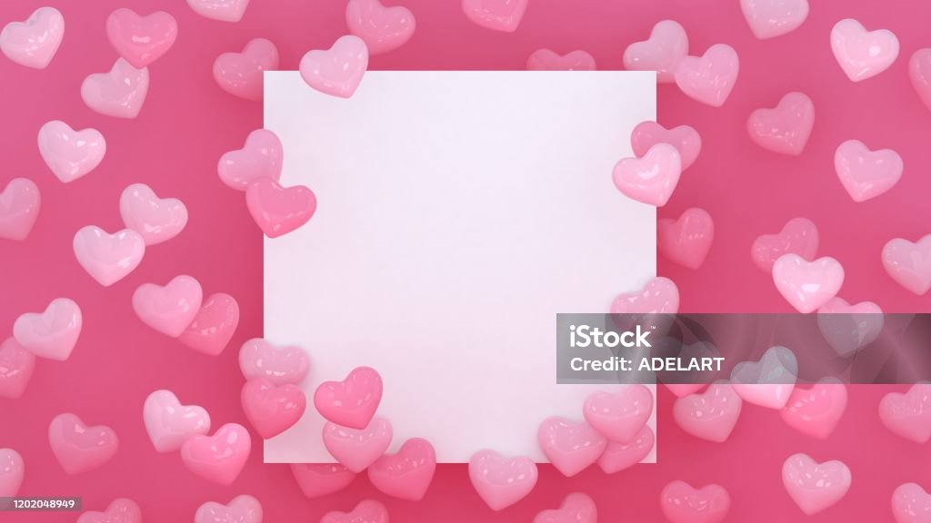 Hearts Background Valentines Day Frame With Place For Text 3d Heart Love  Wallpaper Romantic Poster Love Symbol Modern 3d Render Stock Photo -  Download Image Now - iStock