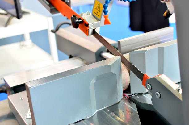 istock Automatic CNC band saw cutting tool steel bar by automatic feed 1202050364